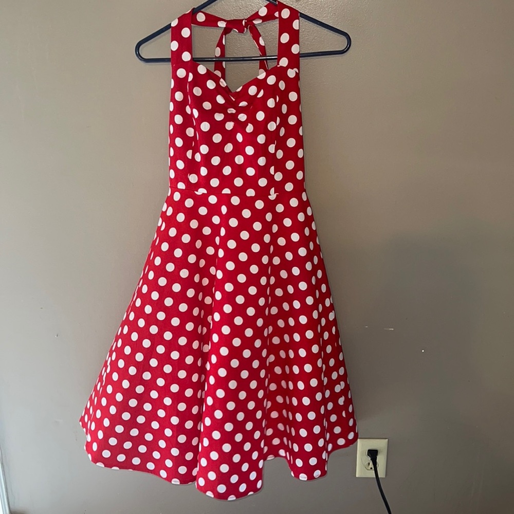 Vintage Style Red with White Polka Dot Tea Dress